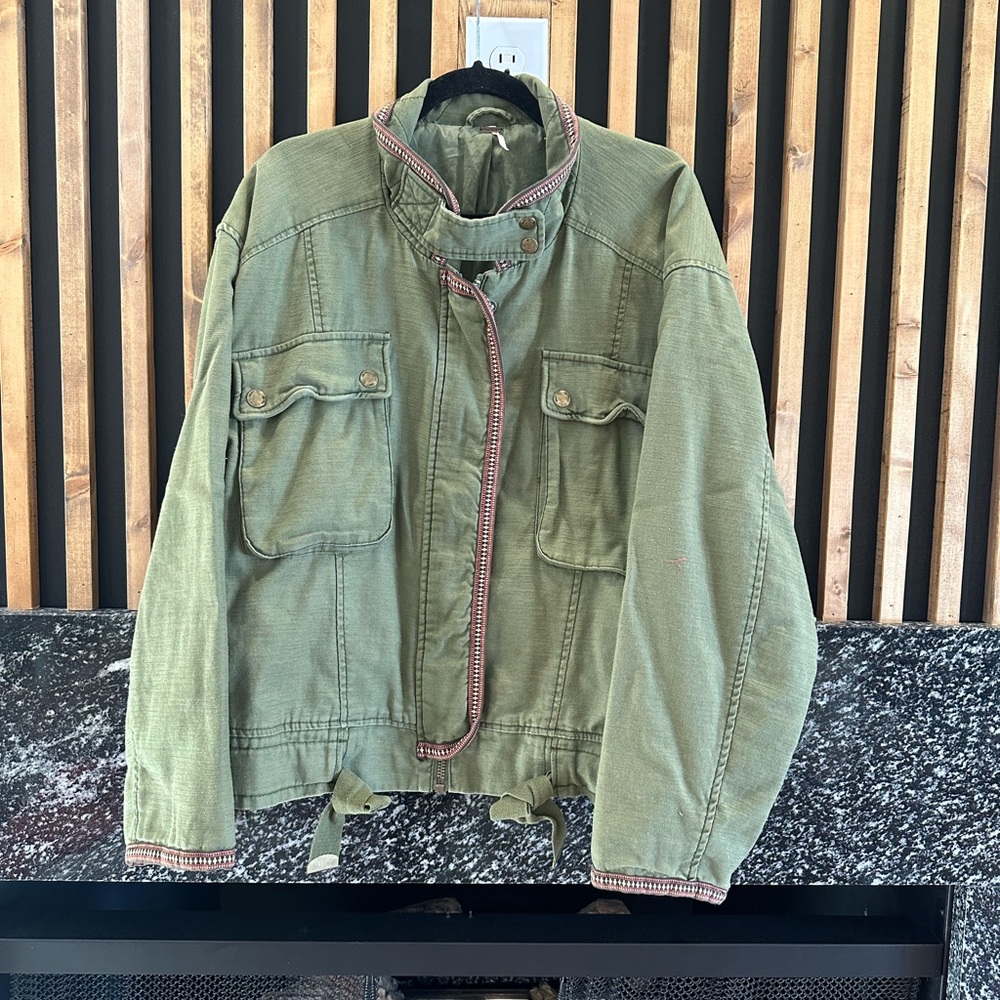 Free People Military Style Green Jacket